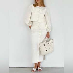 VITA GRACE Scallop Button Skirt